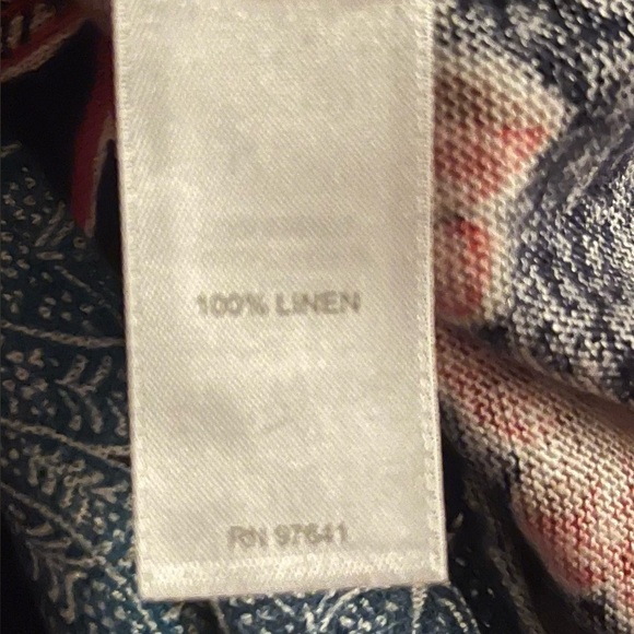 J. Jill Navy Floral Linen Flutter Sleeve Top - Petite M - Picture 6 of 7